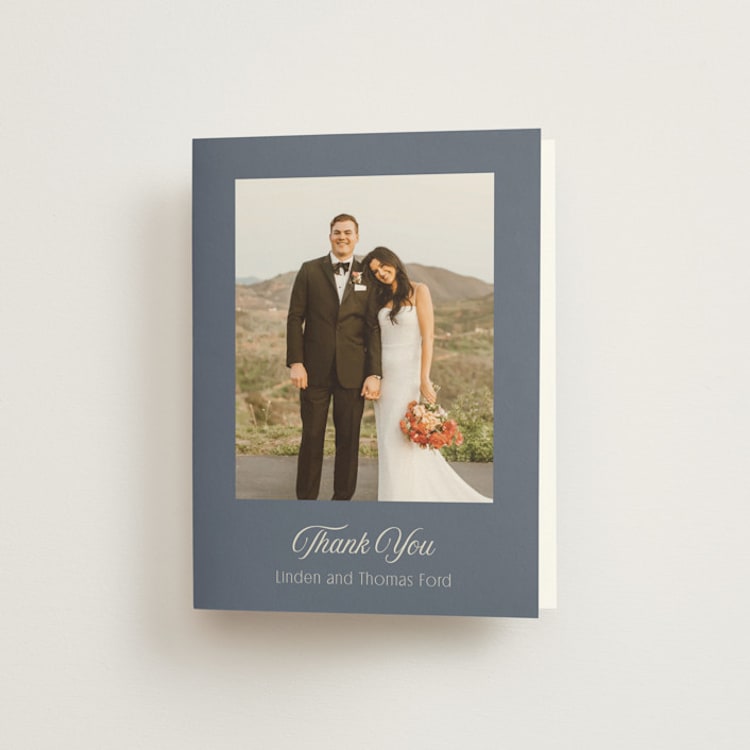 "Ritzy" - Folded Wedding Thank You Cards in French Blue by Nicoletta Savod - Front