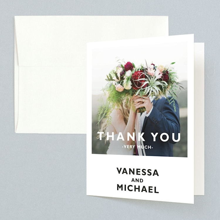 "Desenfadado" - Folded Wedding Thank You Cards in Black by Aspacia Kusulas - Front