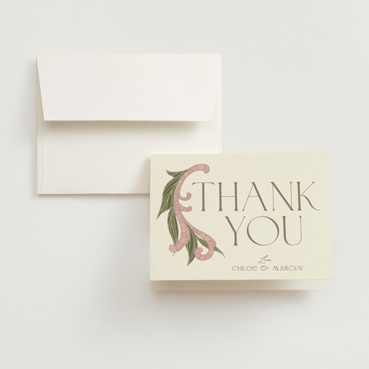 "1081" - Folded Wedding Thank You Cards in Blush by GeekInk Design - Front
