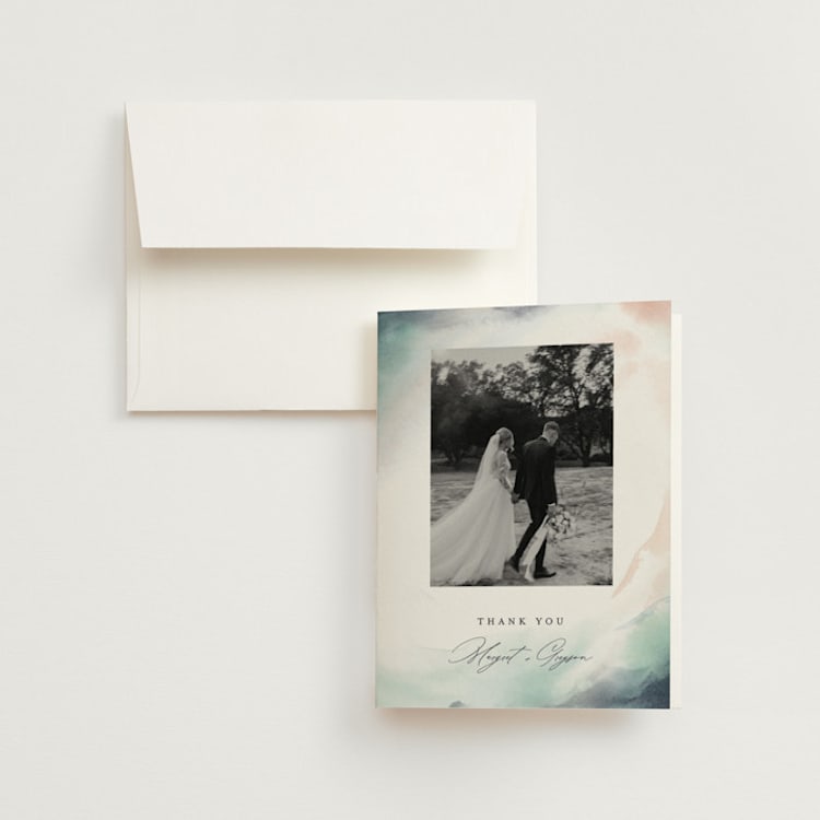 "One Path" - Folded Wedding Thank You Cards in Beach by Pixel and Hank - Front