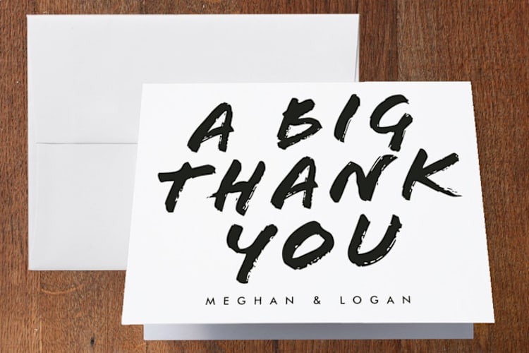"Big Mod" - Folded Wedding Thank You Cards in Midnight by Snow and Ivy - Front