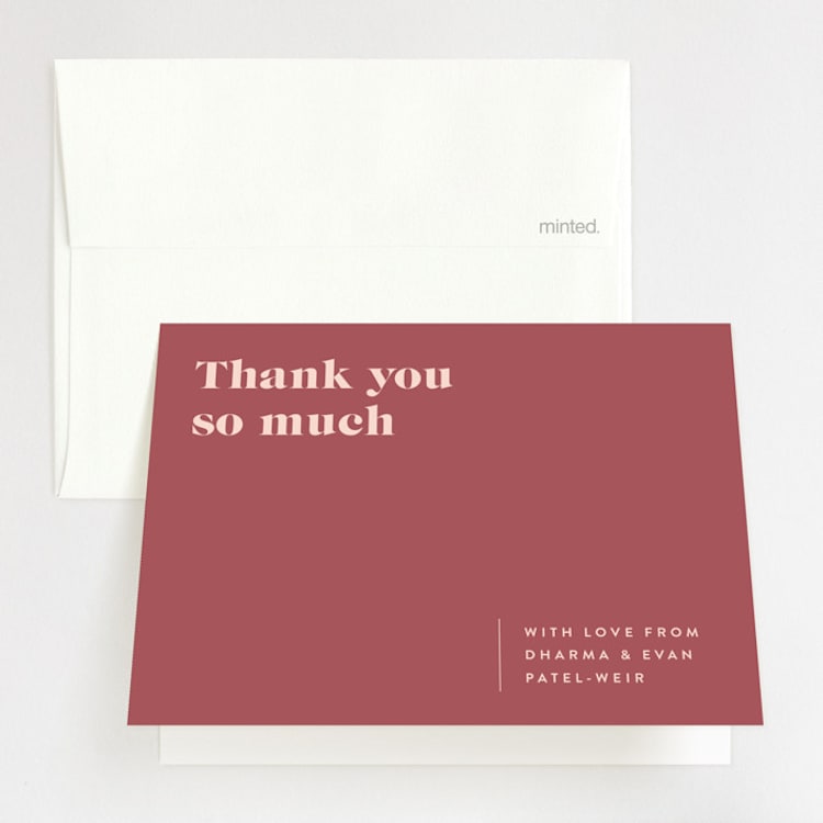 "Headline" - Folded Wedding Thank You Cards in Rust by Melissa Egan of Pistols - Front