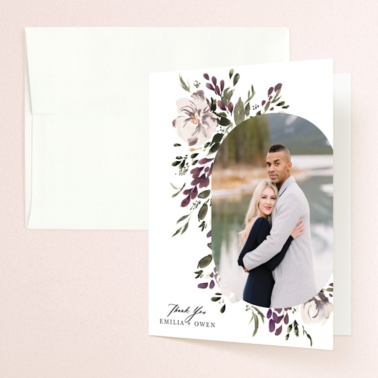 "iliya" - Folded Wedding Thank You Cards in Bordeaux by Itsy Belle Studio - Front