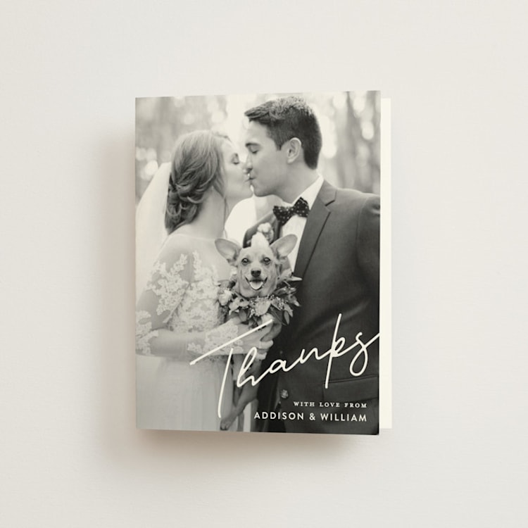 "As if a Dream" - Folded Wedding Thank You Cards in Cloud by Pine Street Creative - Front
