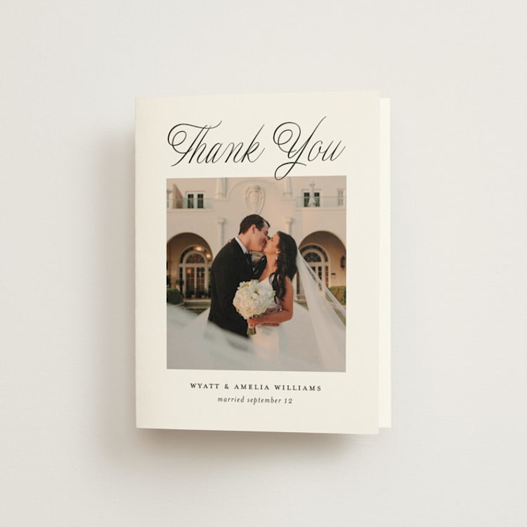 "Terra" - Folded Wedding Thank You Cards in Snow by Pixel and Hank - Front