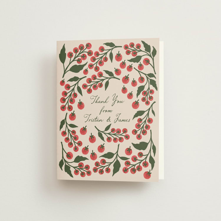 "Cherry Tomatoes" - Folded Wedding Thank You Cards in Tomato by Katharine Watson - Front