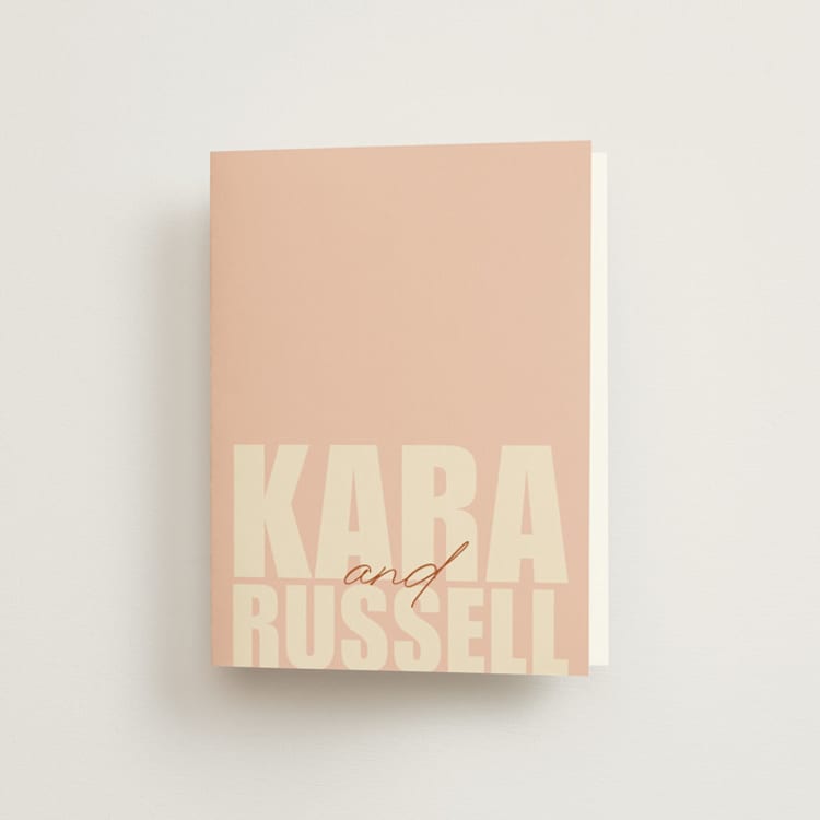 "Typographical Poster" - Folded Wedding Thank You Cards in Blush by Stacey Day - Front
