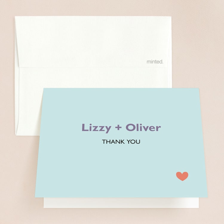 "Destination" - Folded Wedding Thank You Cards in Lilac Haze by leslie hamer - Front