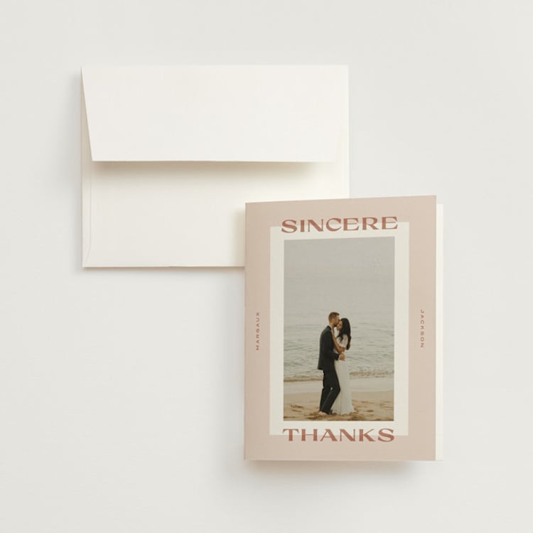 "margaux" - Folded Wedding Thank You Cards in Sand by Lindsay Stetson Thompson - Front