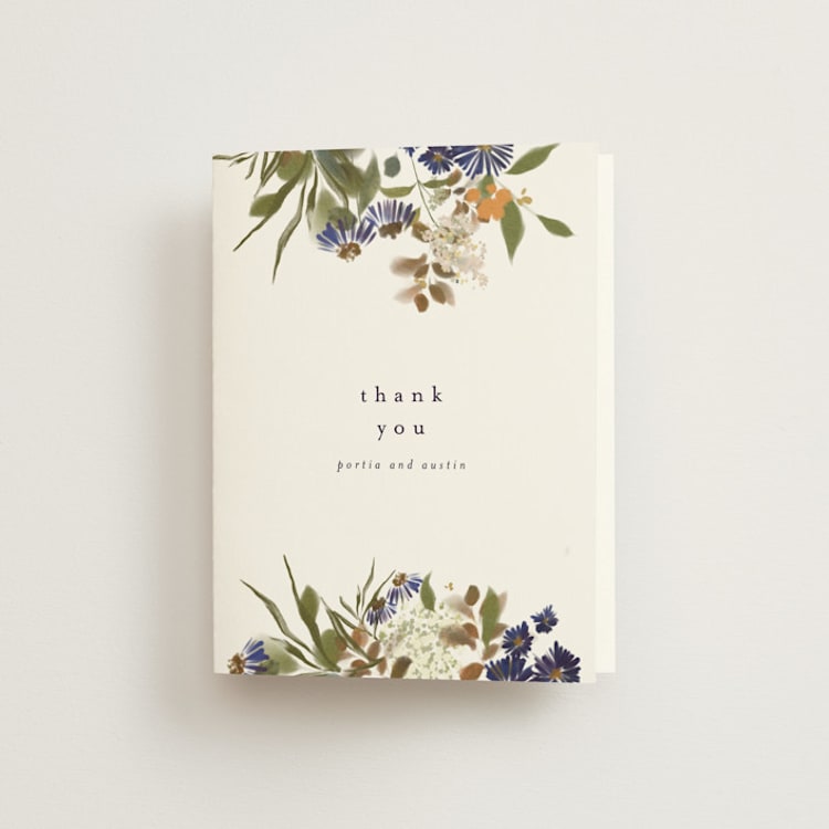 "Pressed Garden" - Folded Wedding Thank You Cards in Fall by Grace Kreinbrink - Front