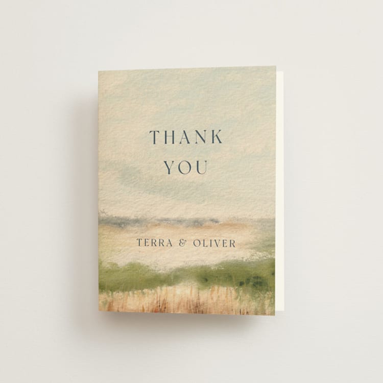 "Bluestem Fields" - Folded Wedding Thank You Cards in Meadow by Holly Whitcomb - Front