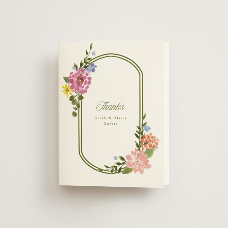 "Garland Monogram" - Folded Wedding Thank You Cards in Summer by Angela Marzuki - Front