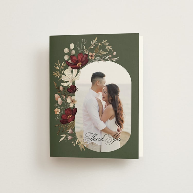 "fleur sauvage" - Folded Wedding Thank You Cards in Vert by Erin Deegan - Front
