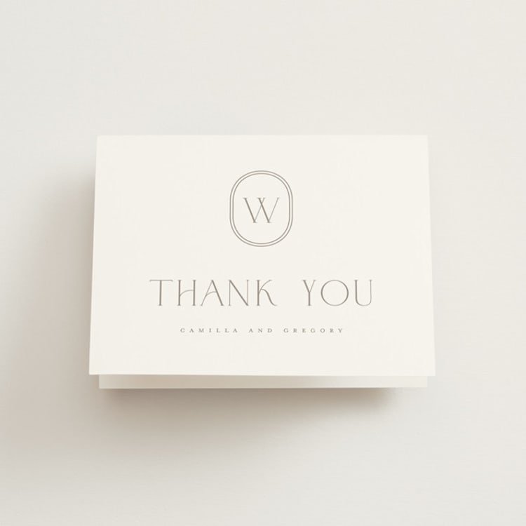 "The Hudson" - Folded Wedding Thank You Cards in Latte by Kristie Kern - Front
