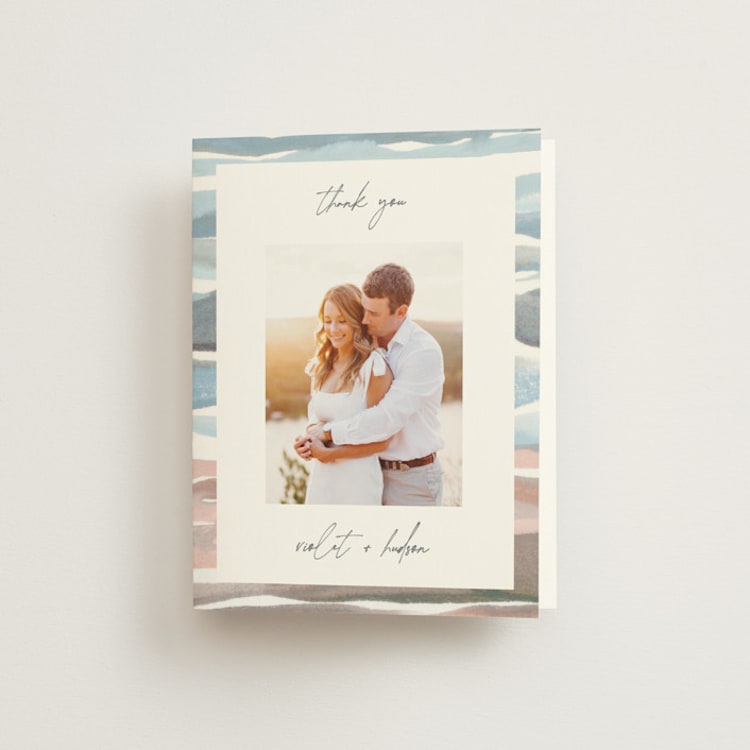 "waves" - Folded Wedding Thank You Cards in Beachy by Pixel and Hank - Front
