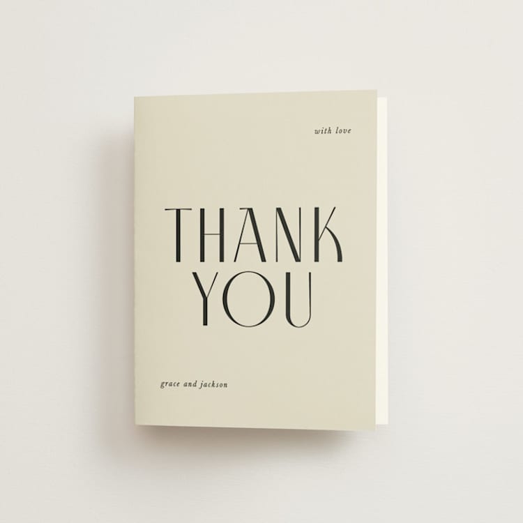 "Commonwealth" - Folded Wedding Thank You Cards in Ecru by That Girl Press - Front