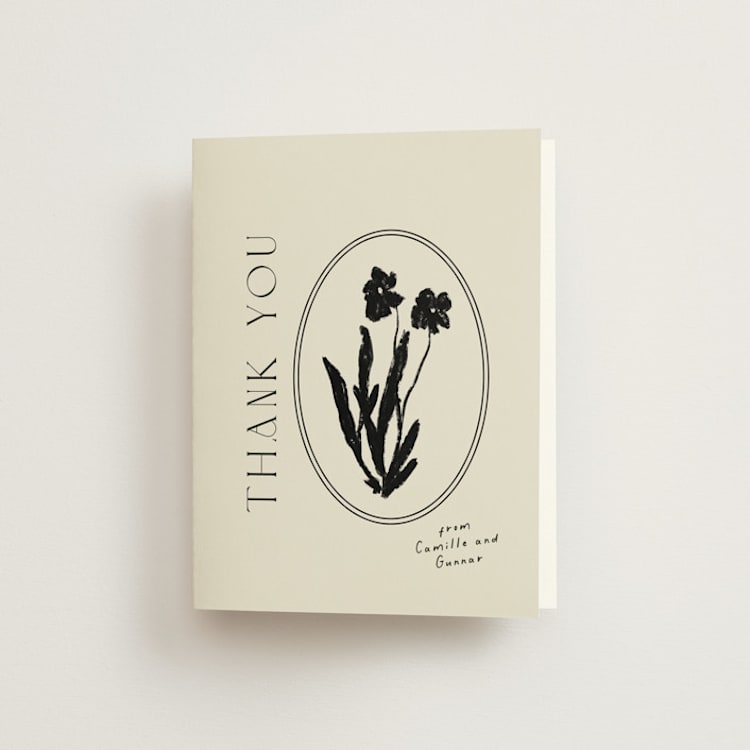 "la graine" - Folded Wedding Thank You Cards in Onyx by Alaina Cherup - Front