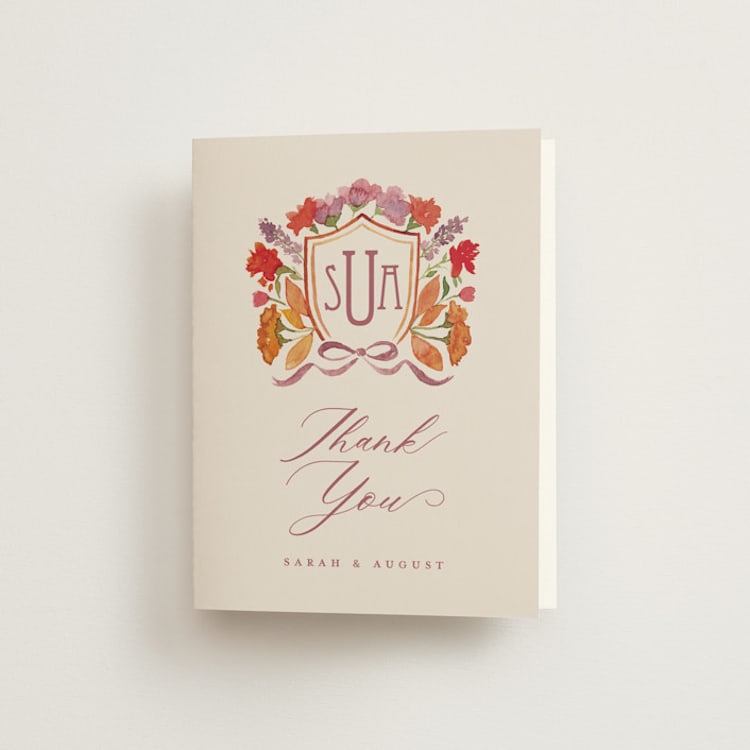 "Crest Fall" - Folded Wedding Thank You Cards in Autumn by Pink House Press - Front