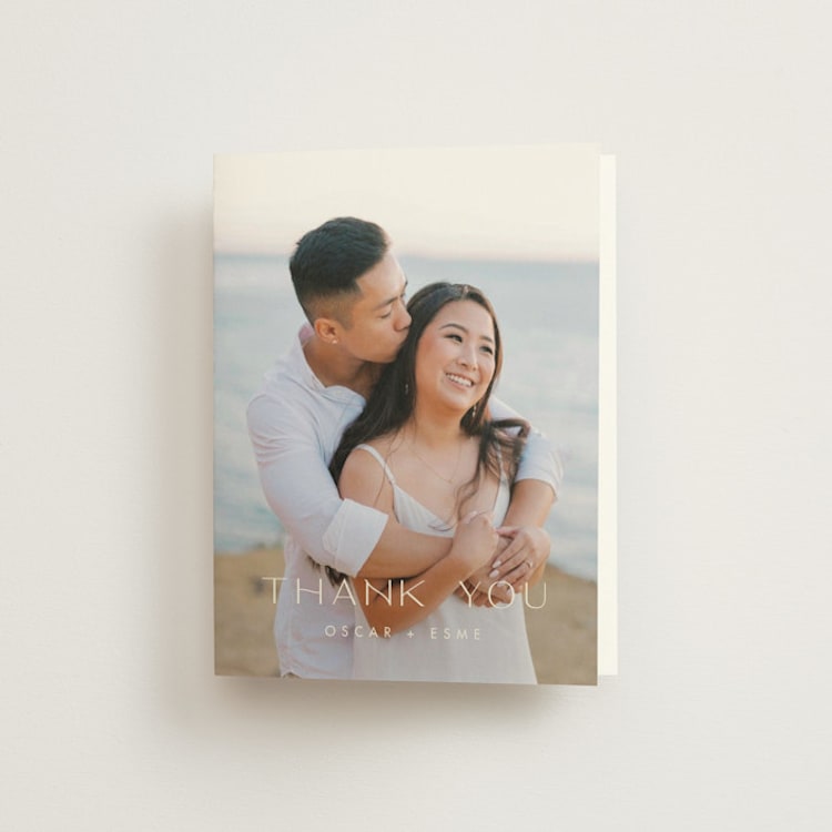 "Brooklyn" - Folded Wedding Thank You Cards in Cerulean by Ellen Schlegelmilch - Front