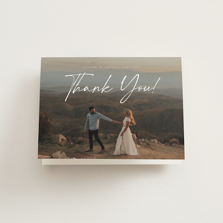"Full Photo" - Folded Wedding Thank You Cards in Chiffon by Orasie - Front