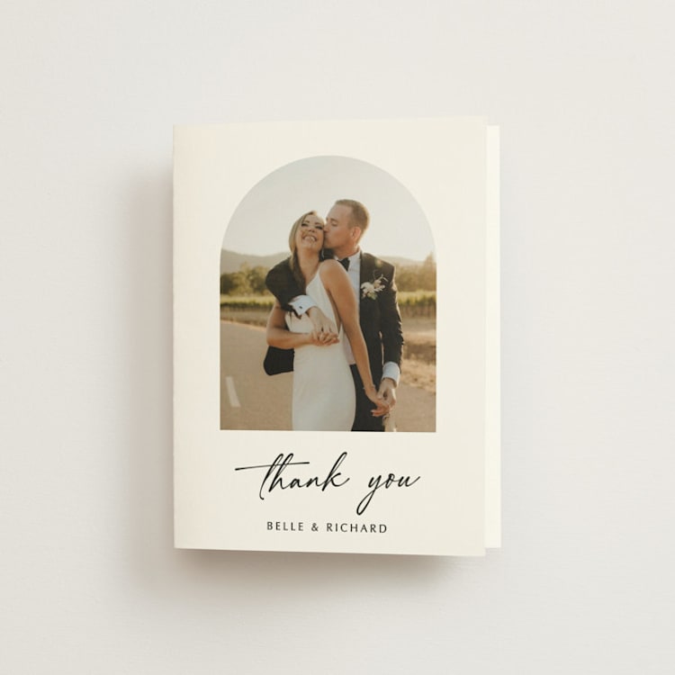 "Belle Romance" - Folded Wedding Thank You Cards in Onyx by Katherine Moynagh - Front