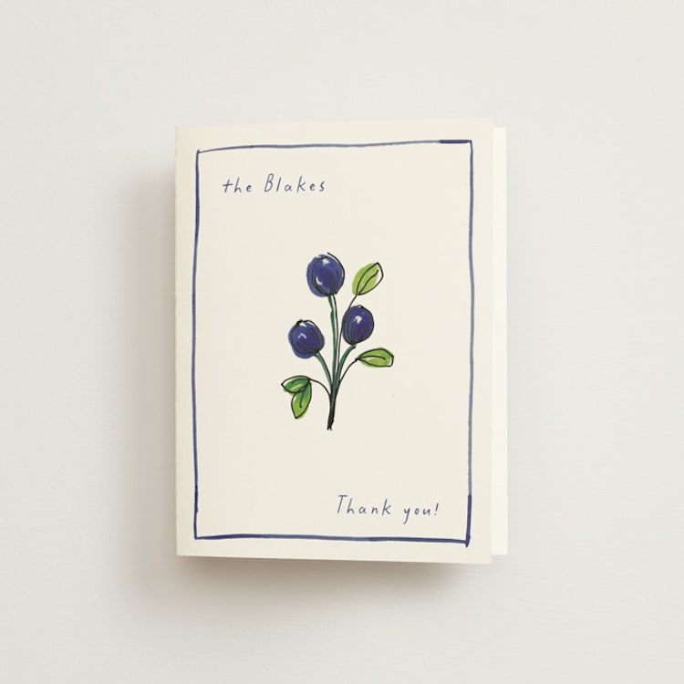 "Blue Bells" - Folded Wedding Thank You Cards in Cornflower by Mere Paper - Front