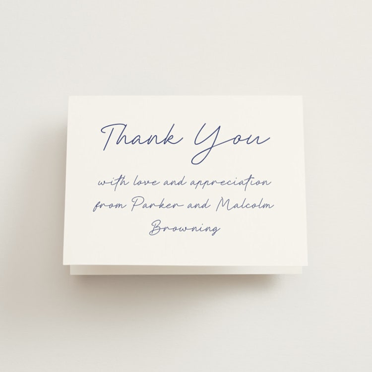 "Santorini" - Folded Wedding Thank You Cards in Cerulean by Zani van Zyl - Front
