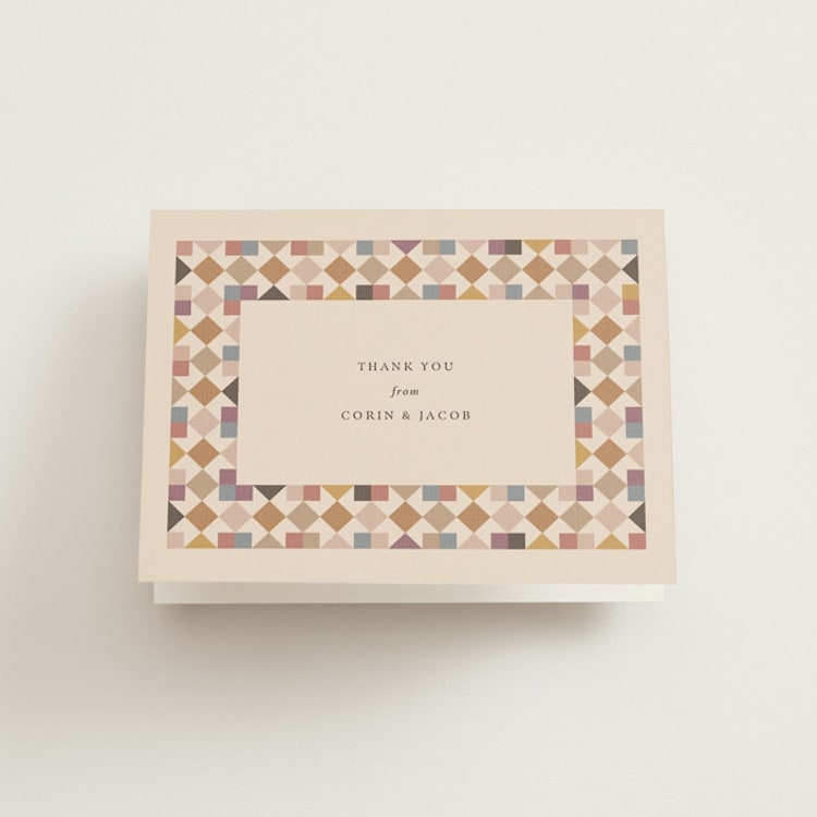 "prairie patchwork quilt" - Folded Wedding Thank You Cards in Autumn by Jessica Yeo - Front