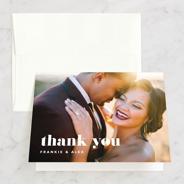 "Letters" - Folded Wedding Thank You Cards in Silk by JoAnn Jinks - Front
