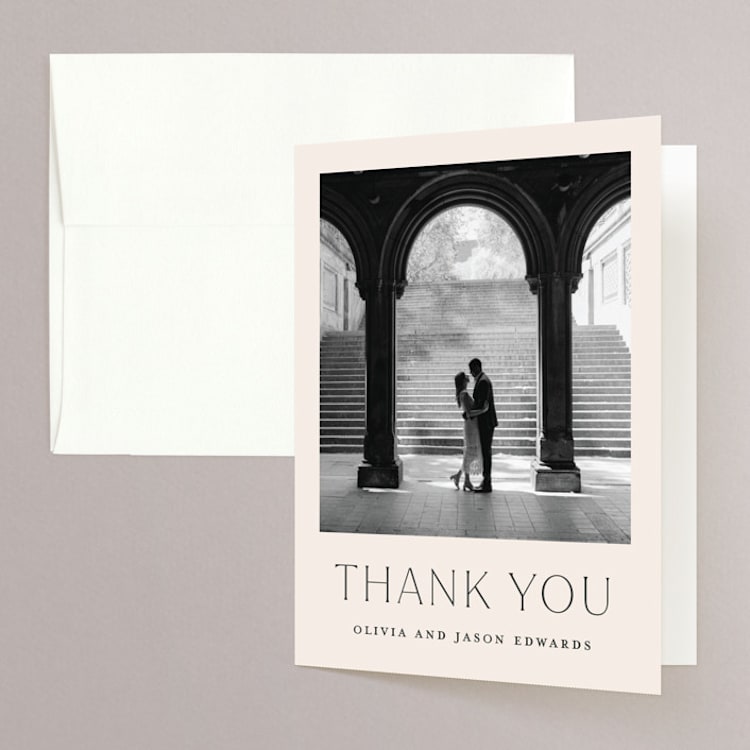 "Splendid" - Folded Wedding Thank You Cards in Ecru by Sandra Picco Design - Front