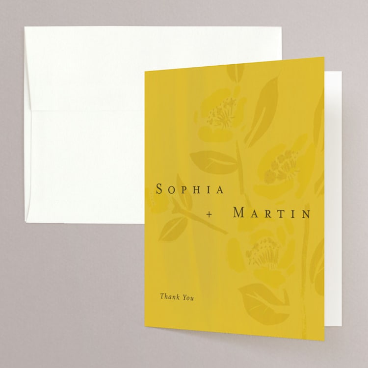 "sophia" - Folded Wedding Thank You Cards in Sunshine by Ani Somi - Front