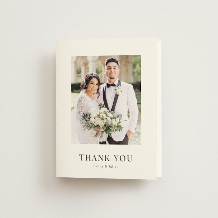 "CELINE" - Folded Wedding Thank You Cards in Opal by Melanie Kosuge - Front
