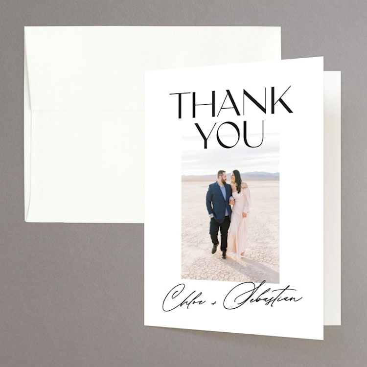 "Union Stack" - Folded Wedding Thank You Cards in Diamond by Jessica Corliss - Front