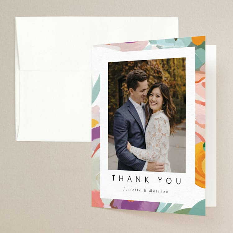 "Abstract Florals" - Folded Wedding Thank You Cards in Bouquet by Maria Hilas-Louie - Front