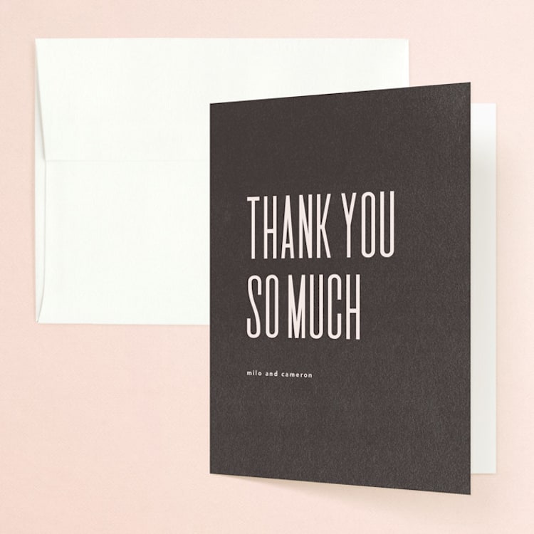 "Film" - Folded Wedding Thank You Cards in Coffee by JoAnn Jinks - Front