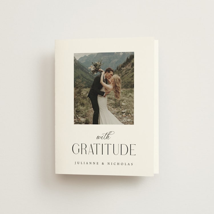 "Bold Elegance" - Folded Wedding Thank You Cards in Snow by Katherine Moynagh - Front