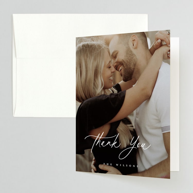"Dashing" - Folded Wedding Thank You Cards in Pearl by Benita Crandall - Front