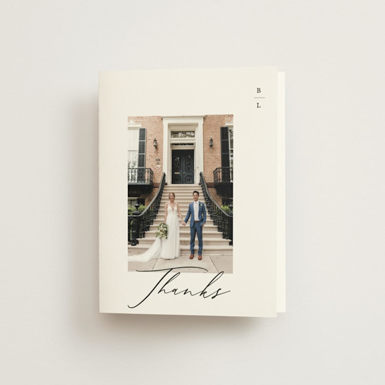 "Paire" - Folded Wedding Thank You Cards in Tuxedo by Kate Ahn - Front