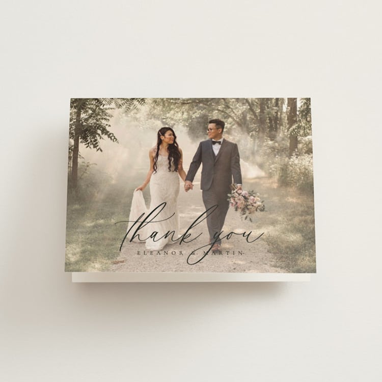 "Corner" - Folded Wedding Thank You Cards in Silk by Kelly Schmidt - Front