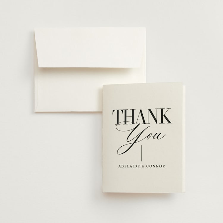 "This and That" - Folded Wedding Thank You Cards in Diamond by Jessica Corliss - Front