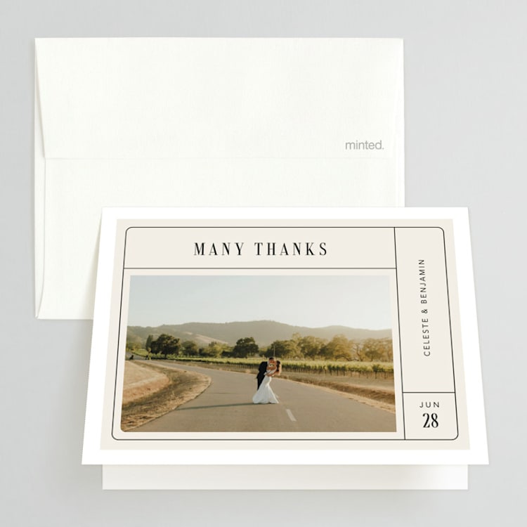 "Everlasting" - Folded Wedding Thank You Cards in Cotton by FRANI - Front