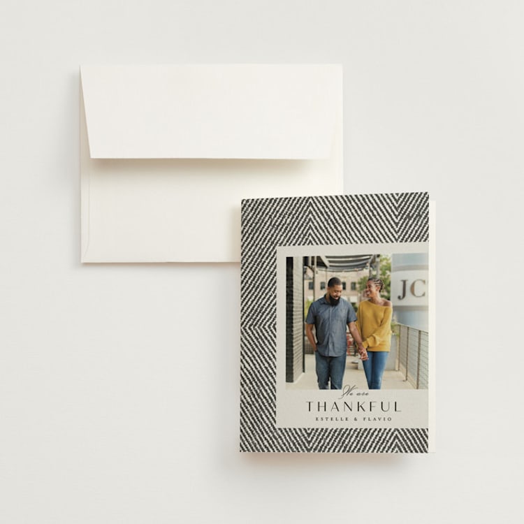 "Elegant Ethno" - Folded Wedding Thank You Cards in Noir by FRANI - Front