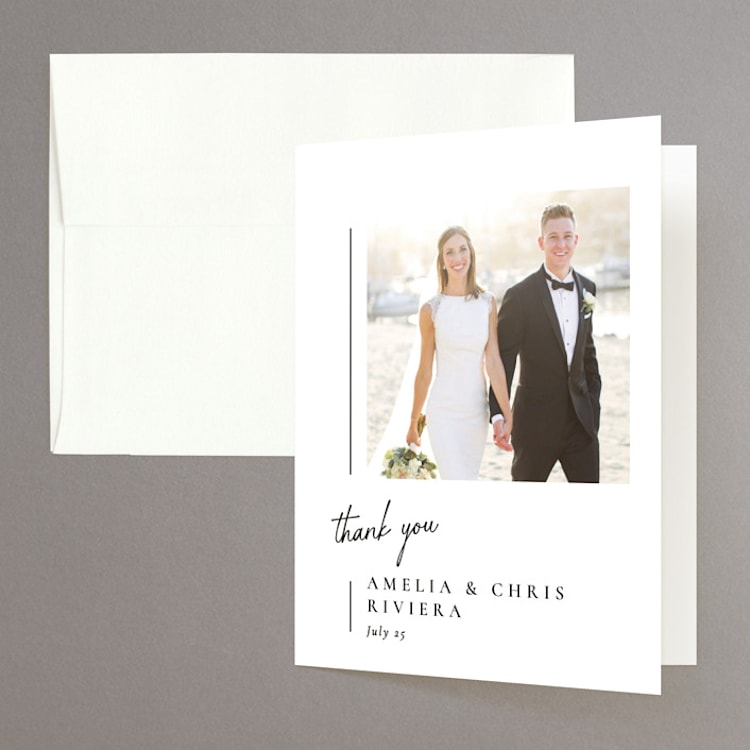 "Opera" - Folded Wedding Thank You Cards in Tuxedo by Jackie Mangiolino - Front