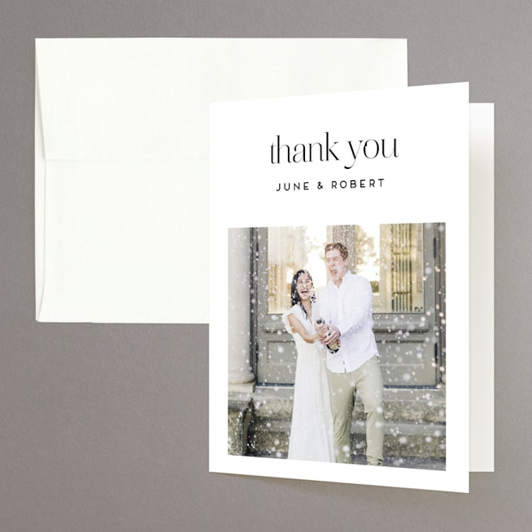 "Aligning" - Folded Wedding Thank You Cards in Tuxedo by Genna Blackburn - Front