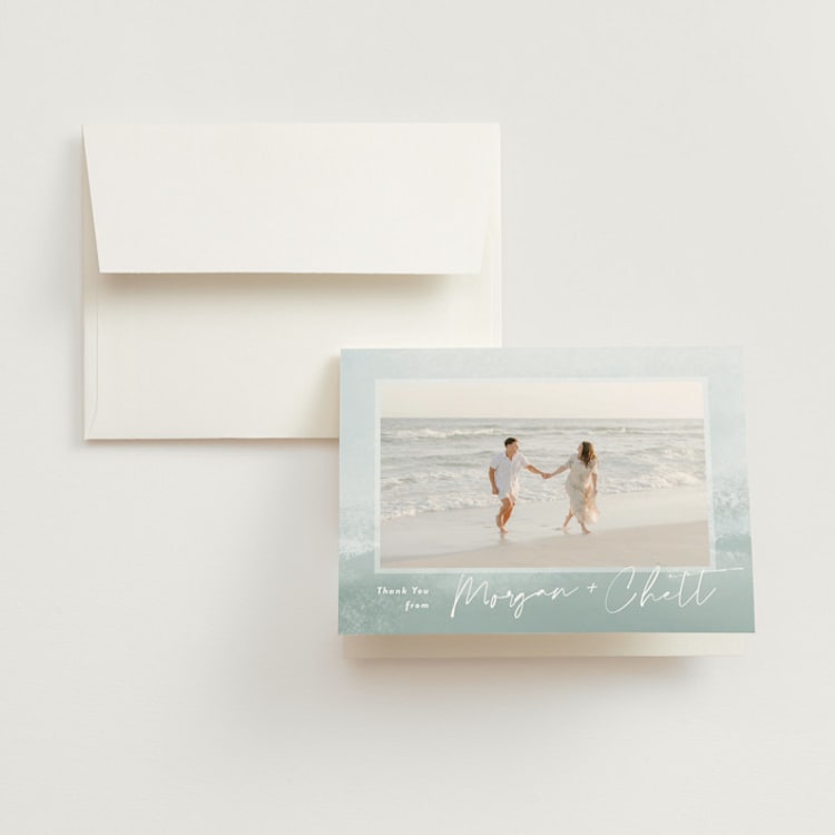 "Seaside" - Folded Wedding Thank You Cards in Seaglass by Rebecca Durflinger - Front