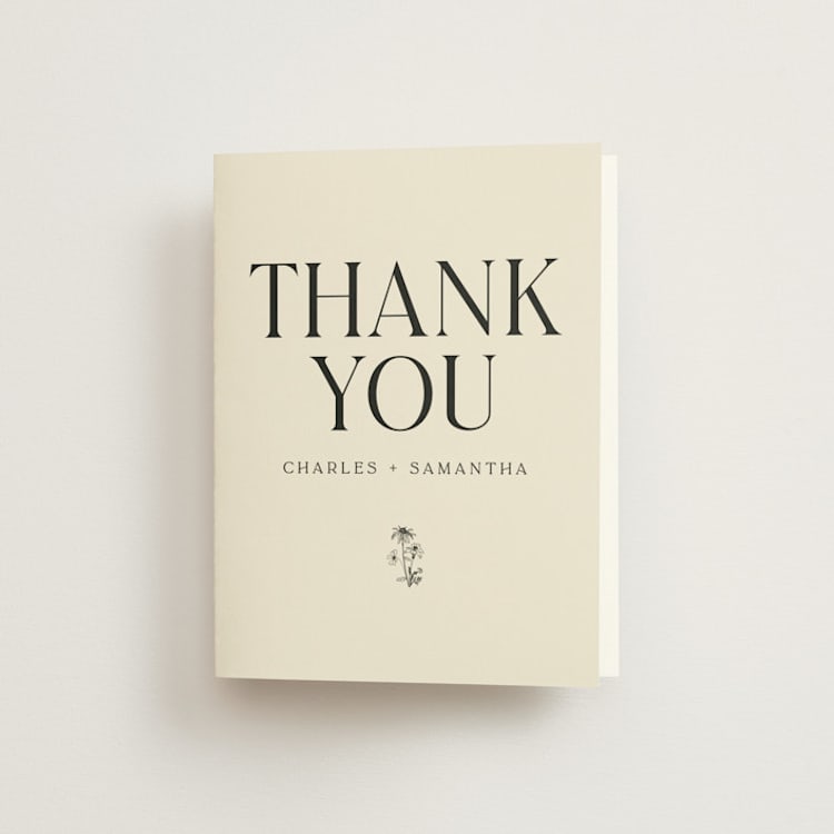 "Floral Emblem" - Folded Wedding Thank You Cards in Cream by Baumbirdy - Front