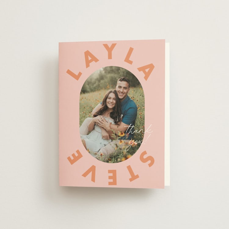 "Bubblegum" - Folded Wedding Thank You Cards in Candy by Catherine Culvenor - Front