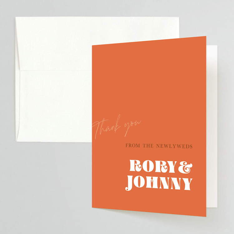 "rory" - Folded Wedding Thank You Cards in Rust by Alaina Cherup - Front