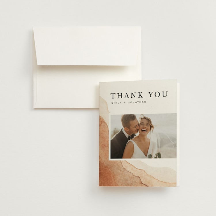"Watercolor dune" - Folded Wedding Thank You Cards in Desert by Yuliya Evseeva - Front