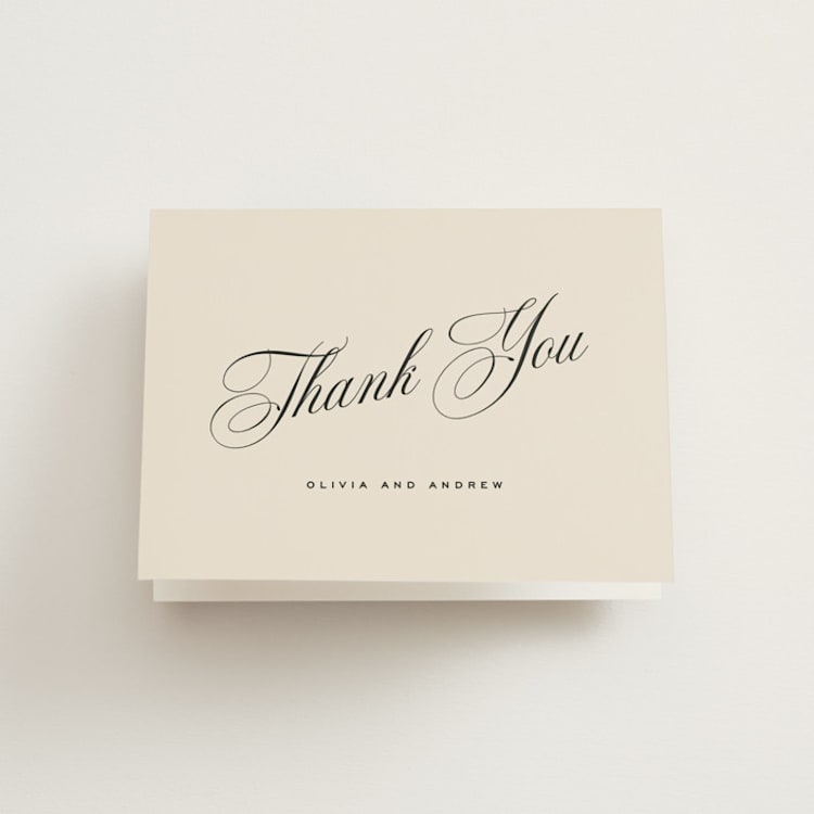 "Modern Romance" - Folded Wedding Thank You Cards in Almond by Eric Clegg - Front